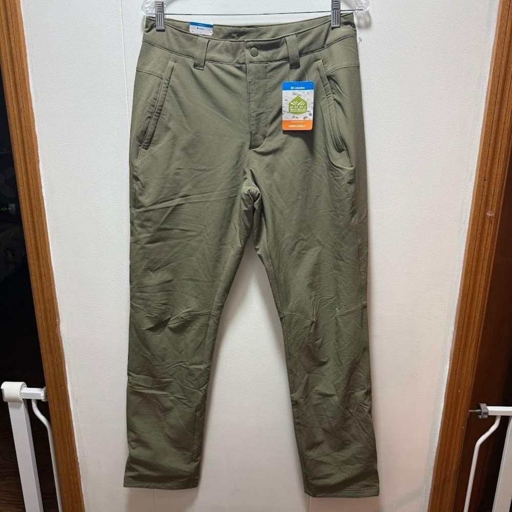 Columbia Mens West Plains‎ II Lined Pants Green Omni-Shield Size 30x32 NEW